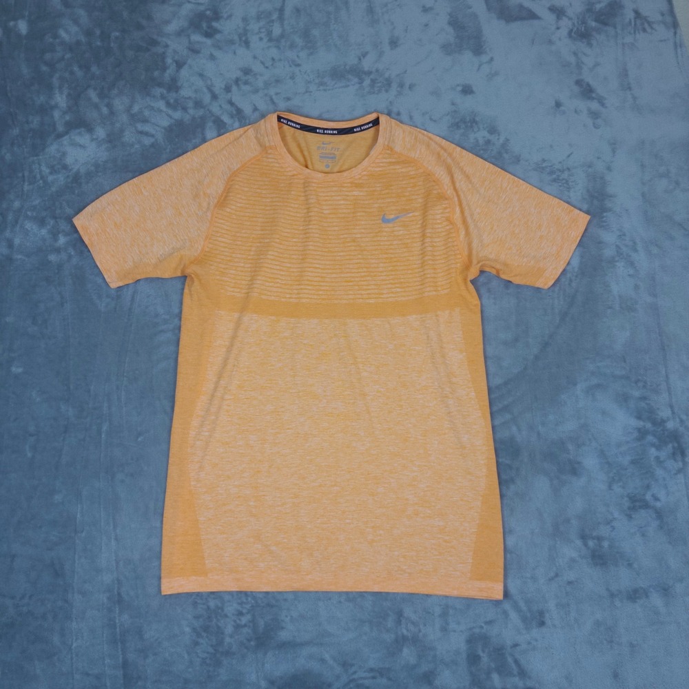 Nike Running Shirt Mens Large Orange Dri-FIT Knit Short Sleeve 717758-868 Tee
